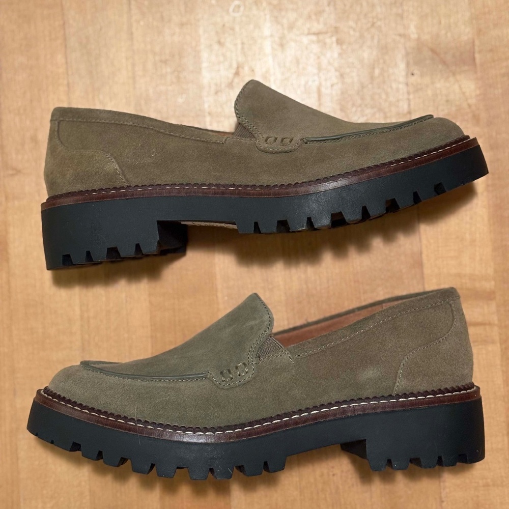 CASLON Olive Suede Lug Sole Loafers — Size 8 -- NWT